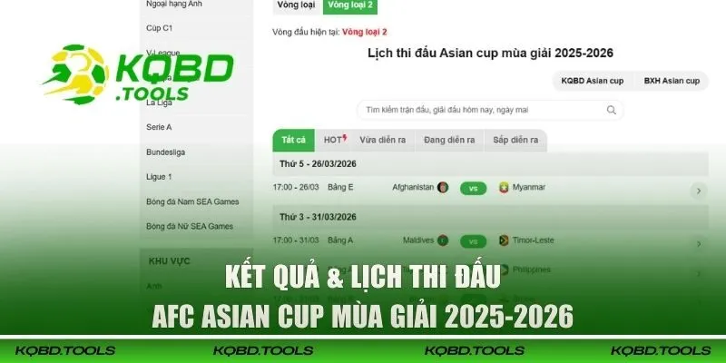 AFC Asian Cup - Cập Nhật Lịch Thi Đấu Mới Nhất Tại KQBD 3 Kết quả & lịch thi đấu AFC mùa giải 2025-2026